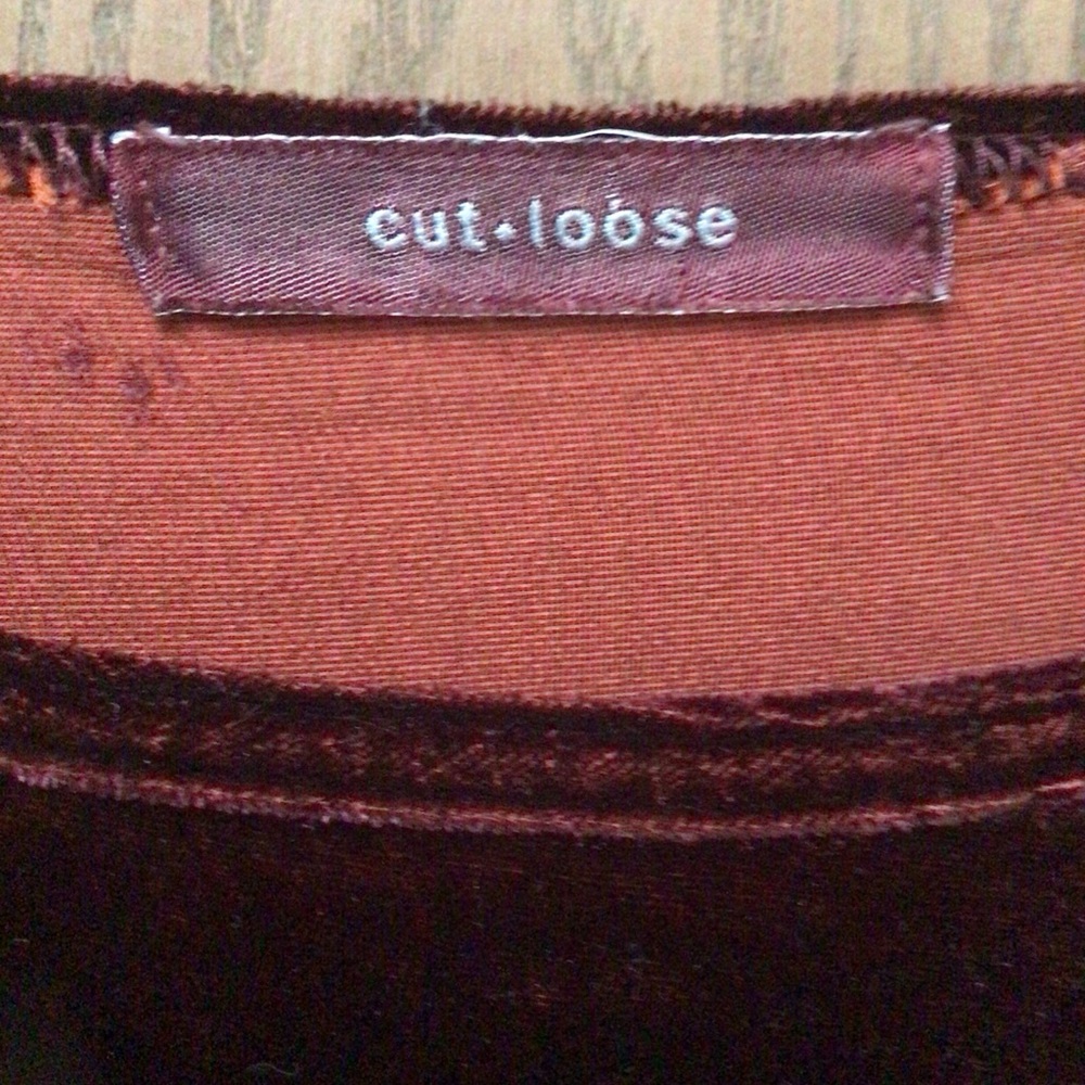 Cut Loose elegant velvet silk burgundy tunic swing top, pockets, sz OS M-XL - Picture 4 of 8